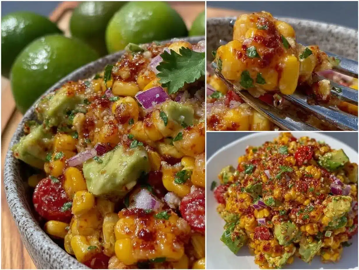 fresh creamy corn and avocado salad preparation steps