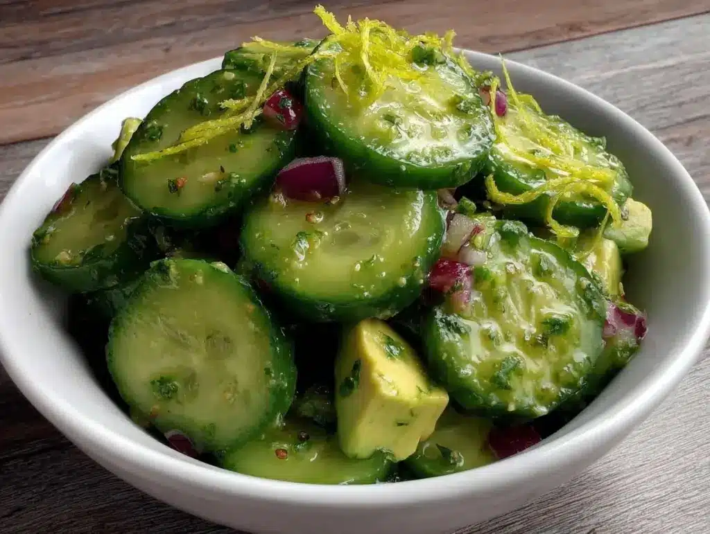fresh cucumber avocado salad - featured image
