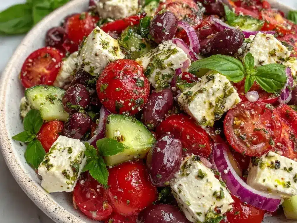 fresh greek salad bowl - featured image