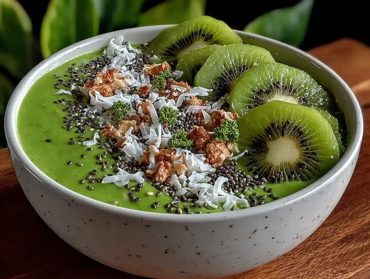fresh green smoothie bowl preparation steps