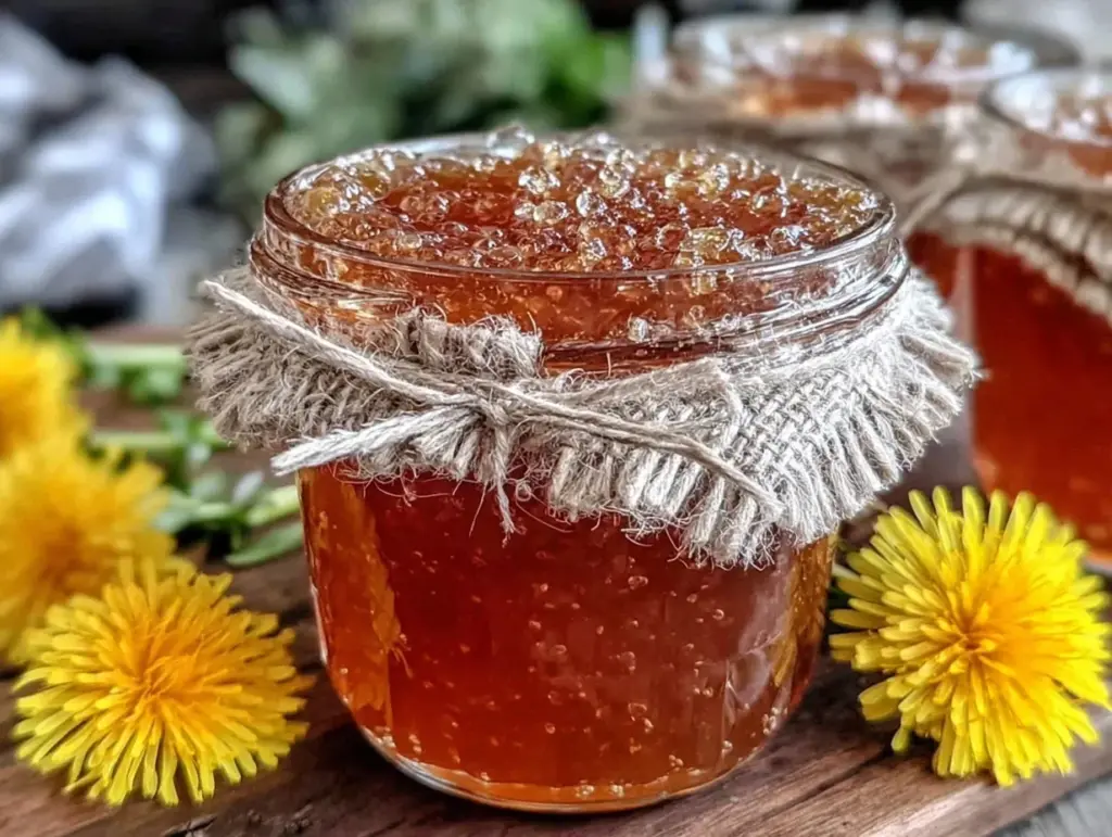 fresh homemade dandelion jelly - featured image