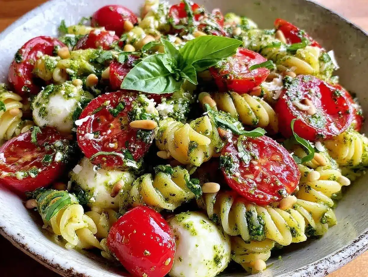 fresh pesto pasta salad preparation steps