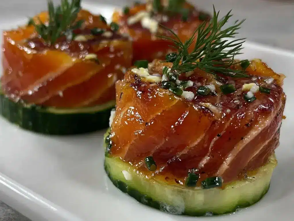 fresh smoked salmon cucumber bites - featured image