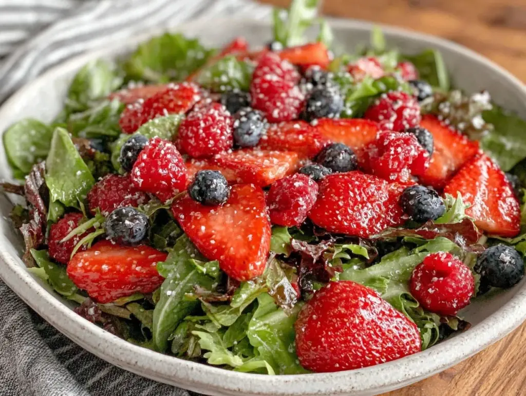 fresh spring mix salad with berries - featured image