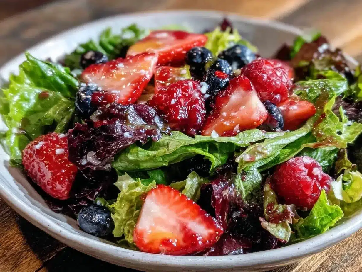 fresh spring mix salad with berries preparation steps