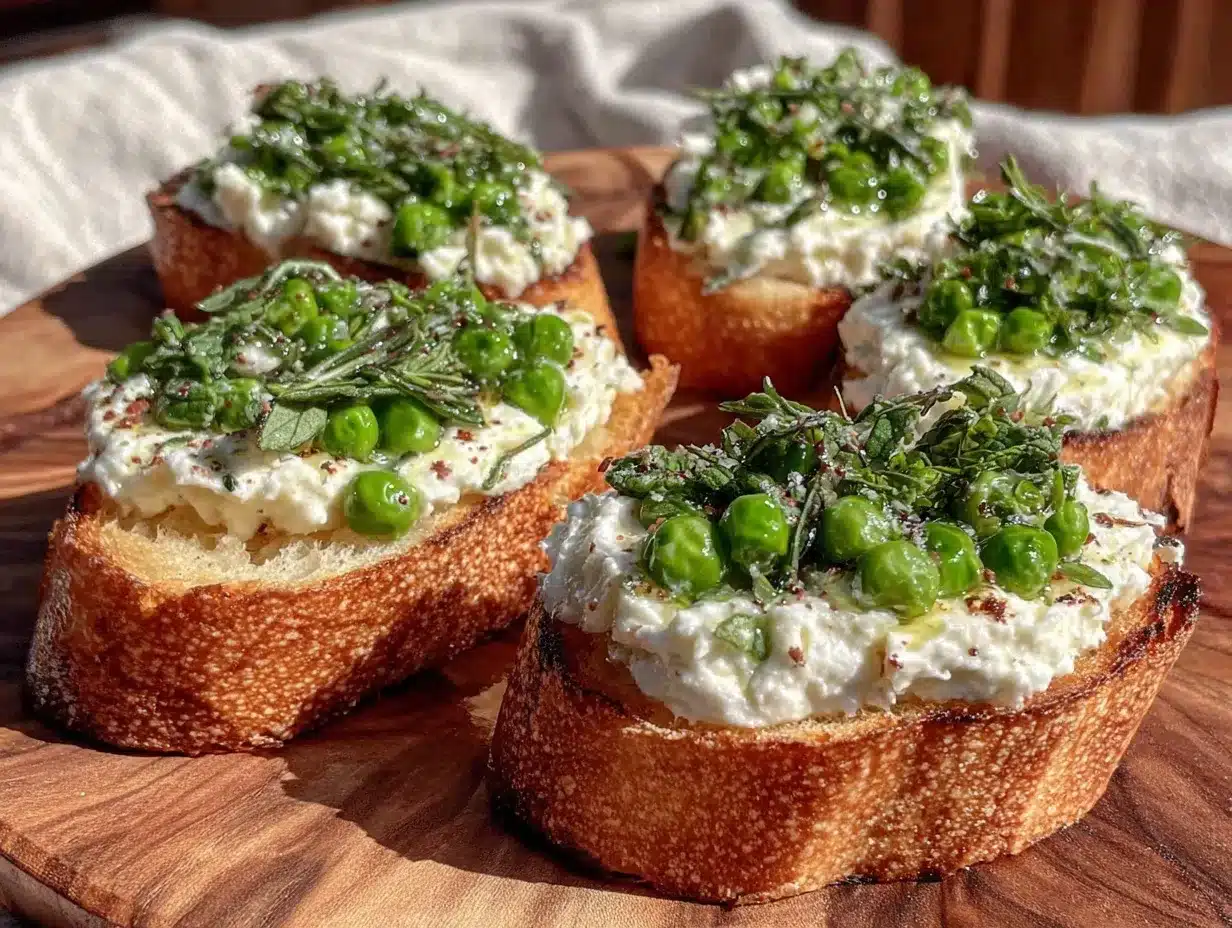 fresh spring pea and mint crostini preparation steps