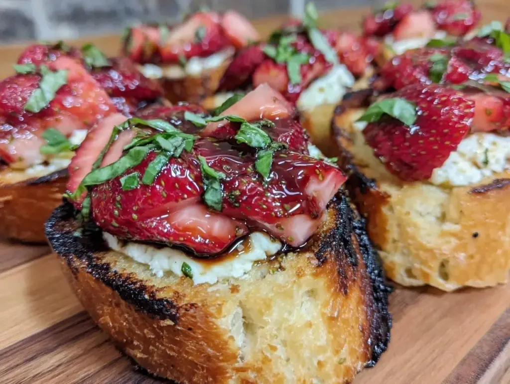 fresh strawberry balsamic bruschetta - featured image