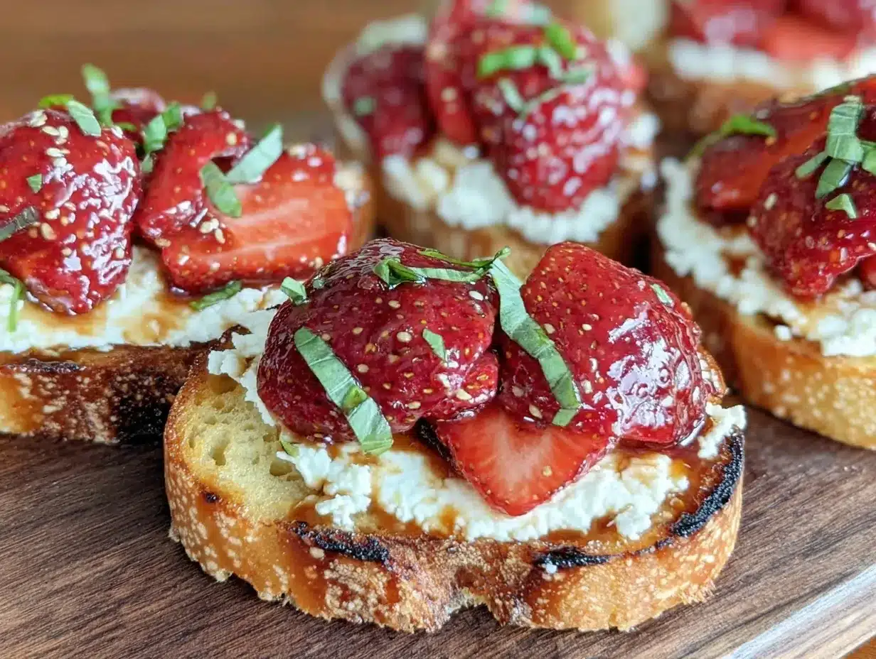 fresh strawberry balsamic bruschetta preparation steps