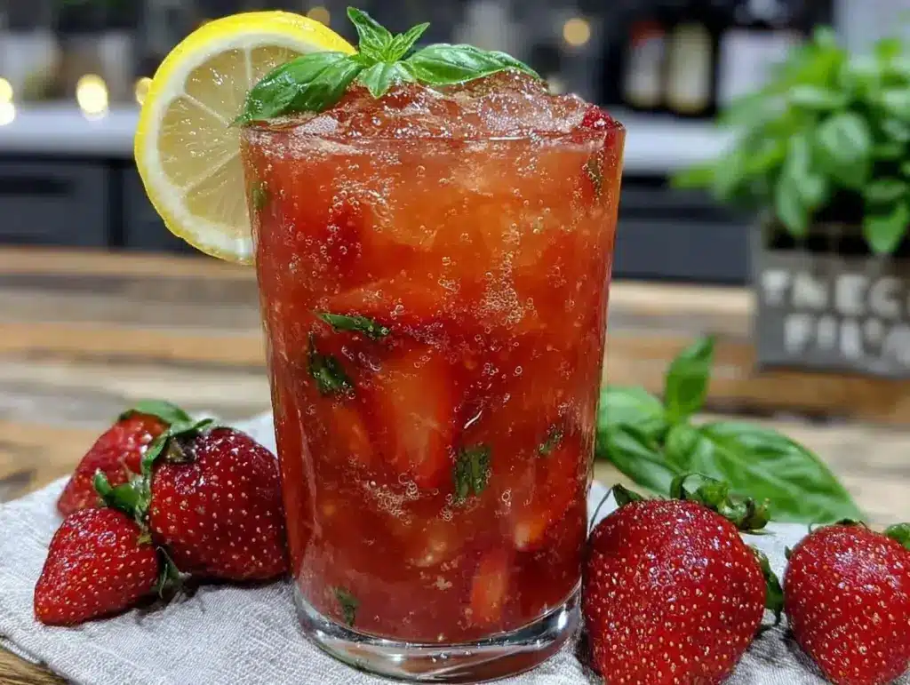 fresh strawberry basil lemonade - featured image