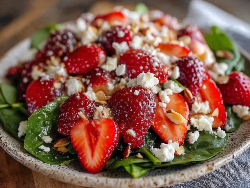 fresh strawberry spinach salad - featured image