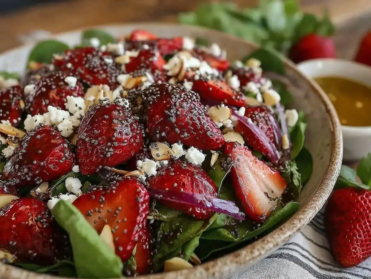 fresh strawberry spinach salad preparation steps