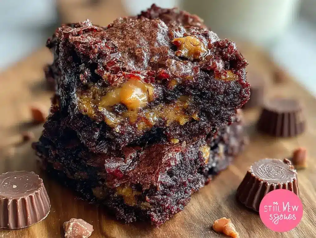 fudgy peanut butter cup brownies - featured image