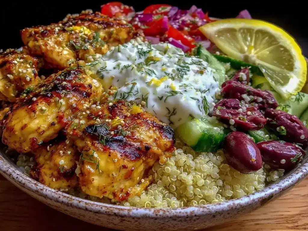 Greek chicken bowl - featured image