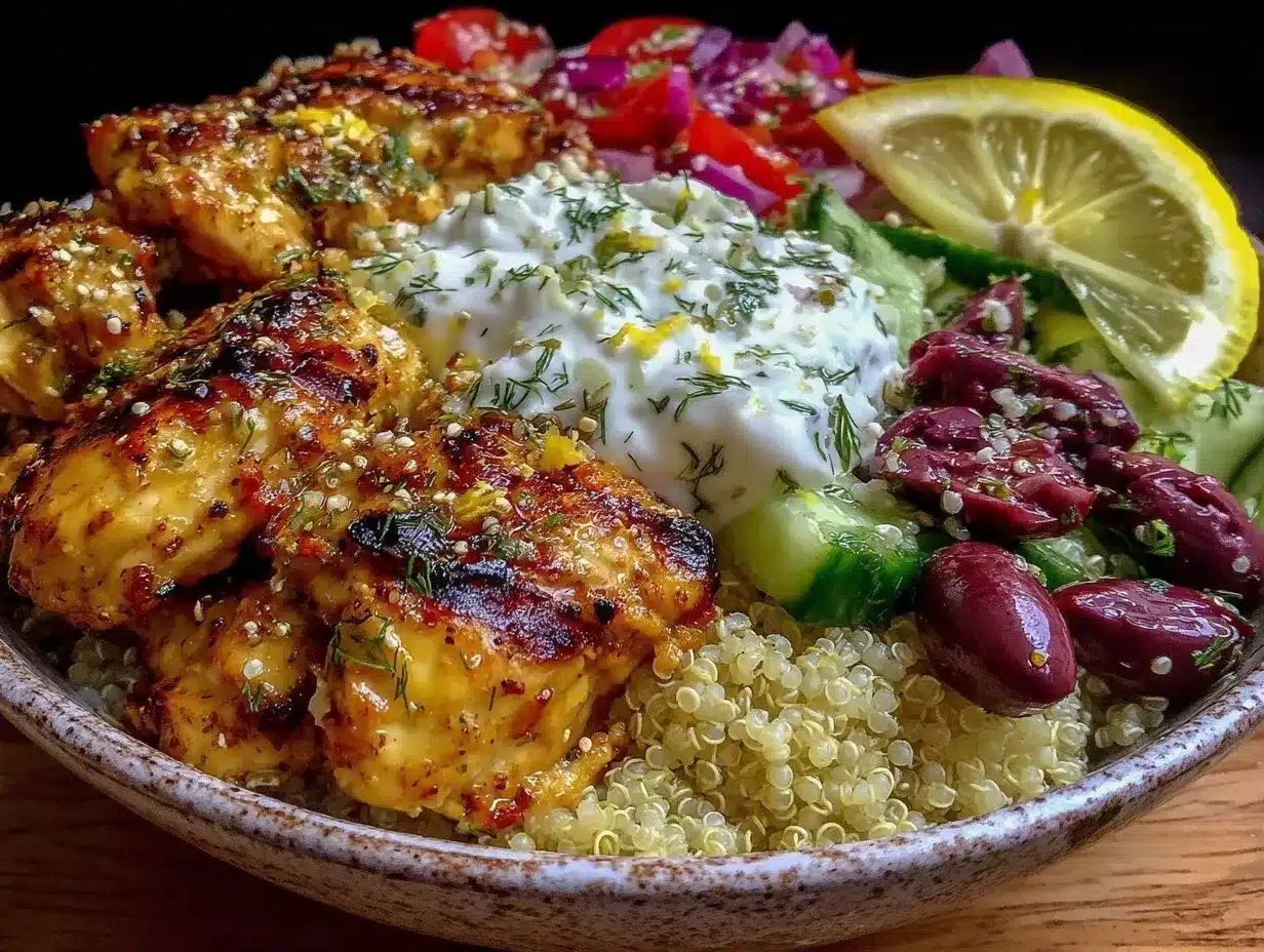 Greek chicken bowl preparation steps