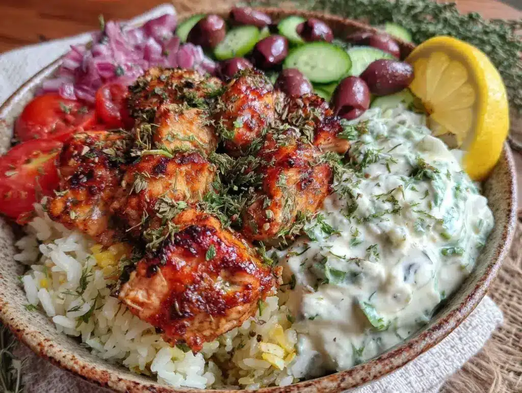 Greek chicken bowls - featured image