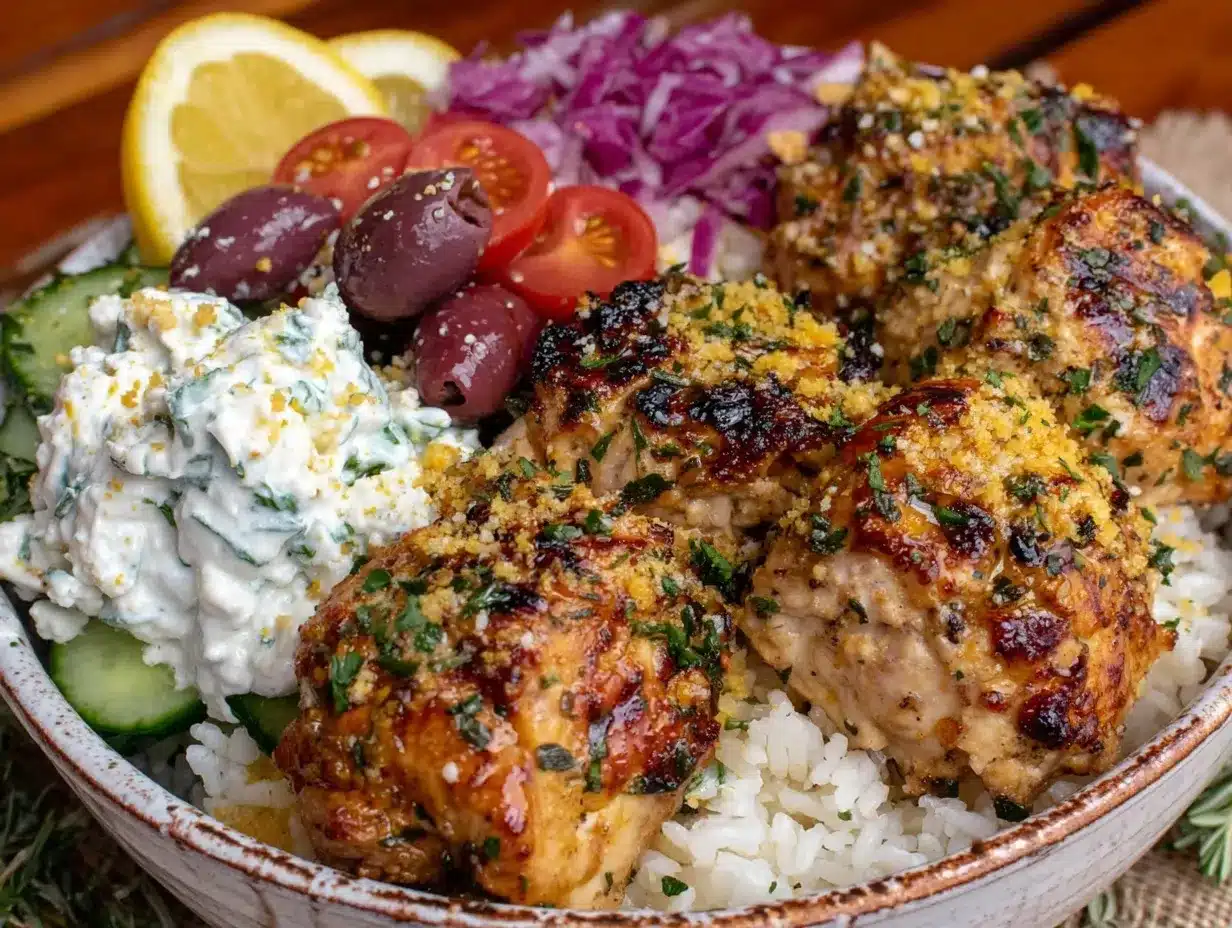 Greek chicken bowls preparation steps