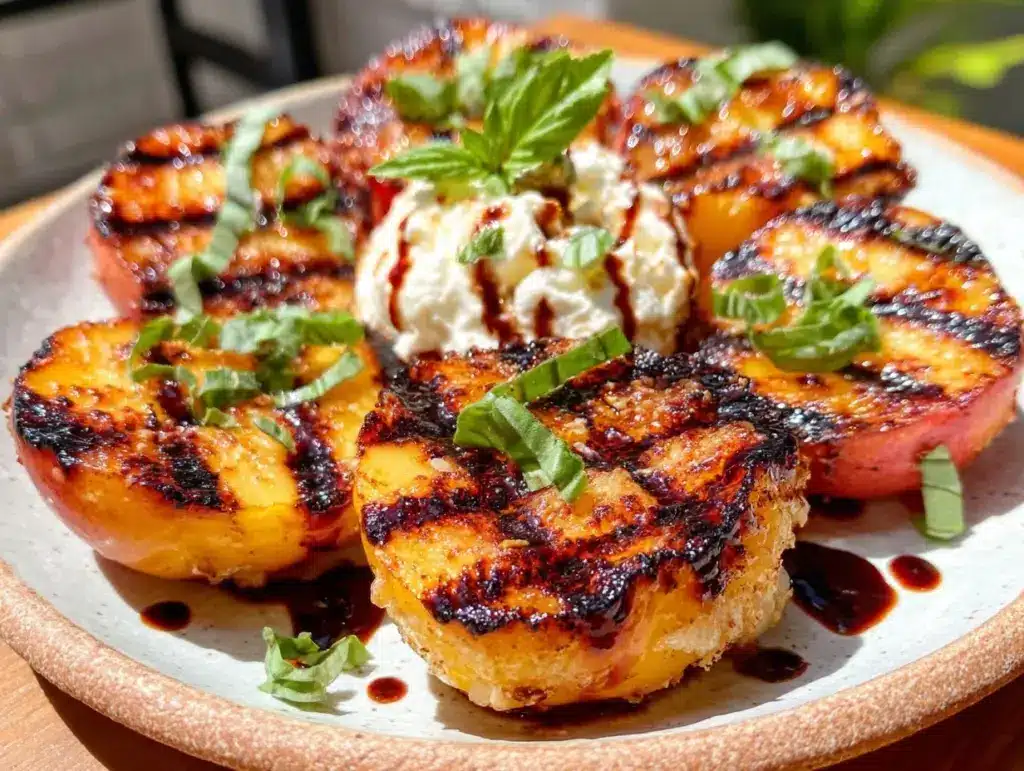 grilled peach and burrata salad - featured image