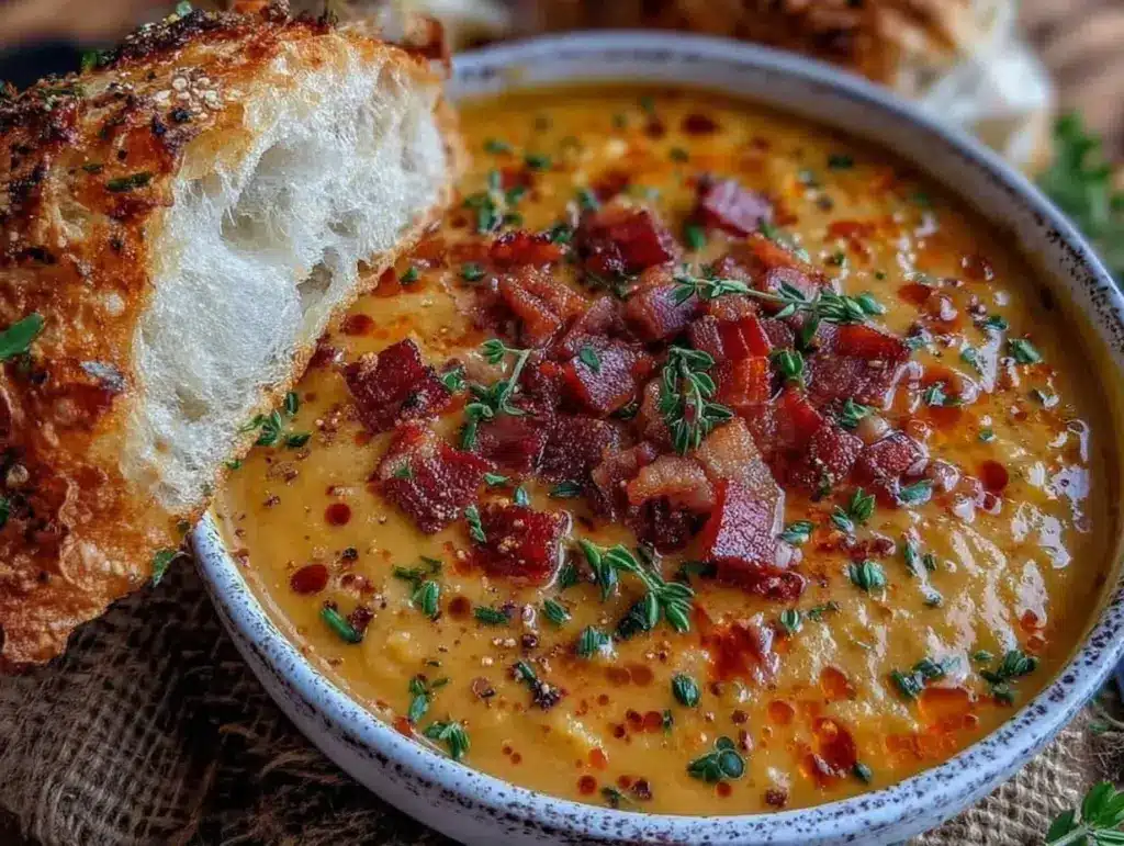 hearty split pea soup with ham - featured image