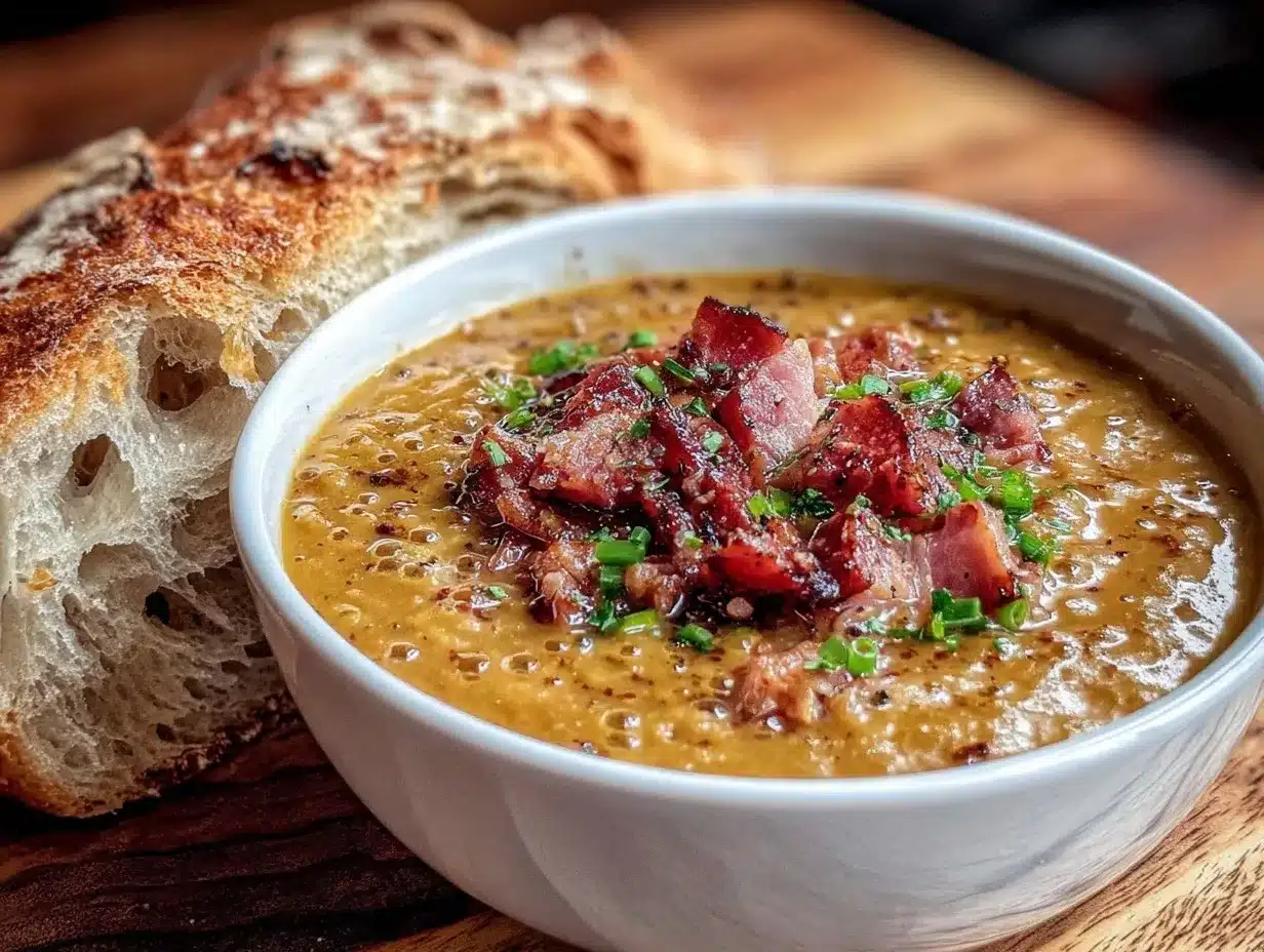 hearty split pea soup with ham preparation steps
