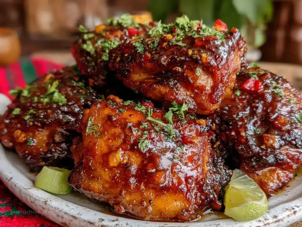 honey garlic slow cooker chicken thighs - featured image