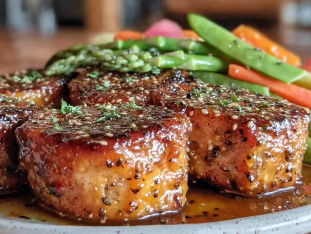 honey mustard glazed pork chops - featured image