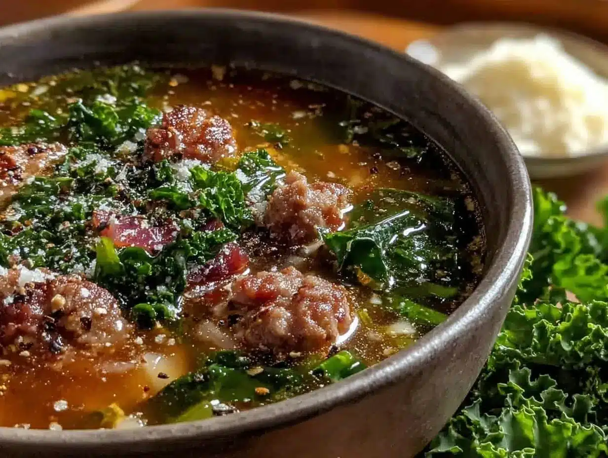 Italian sausage and kale soup preparation steps