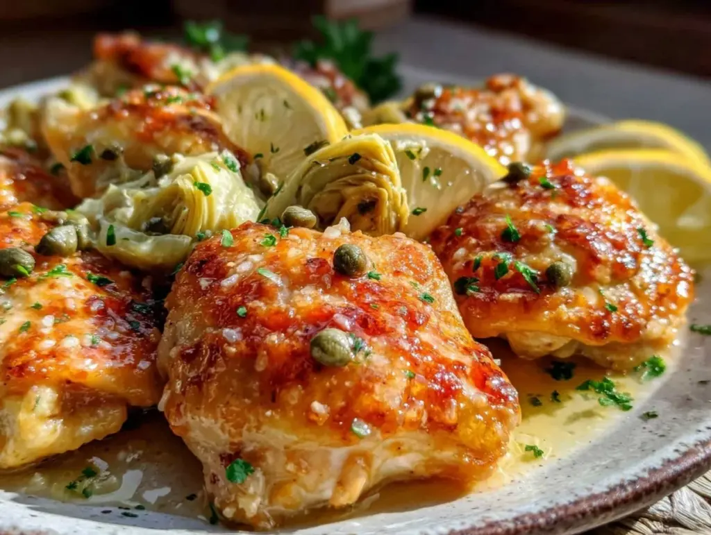 lemon chicken with artichokes and capers - featured image