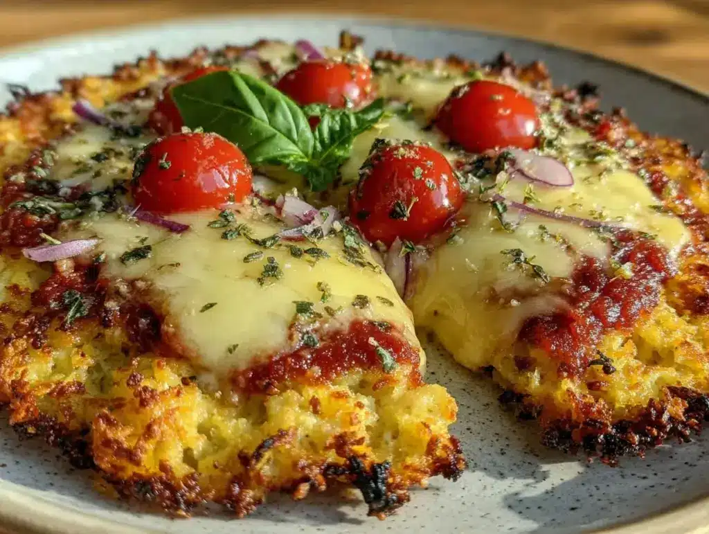 low carb cauliflower pizza crust - featured image