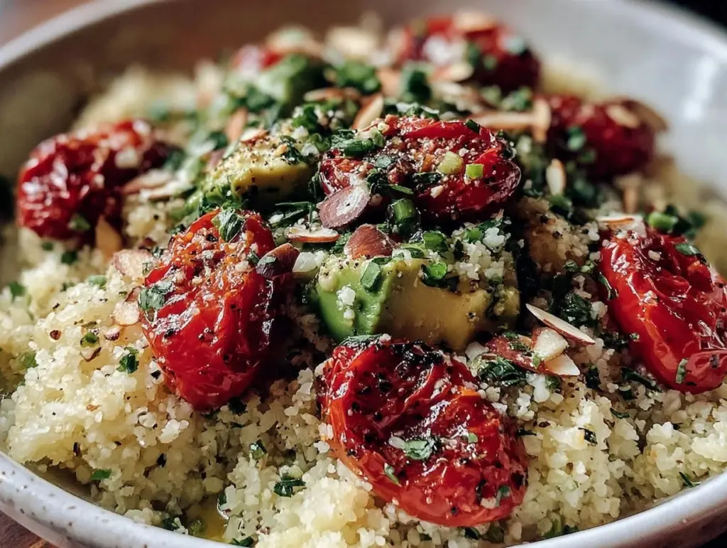 low carb cauliflower rice bowl - featured image