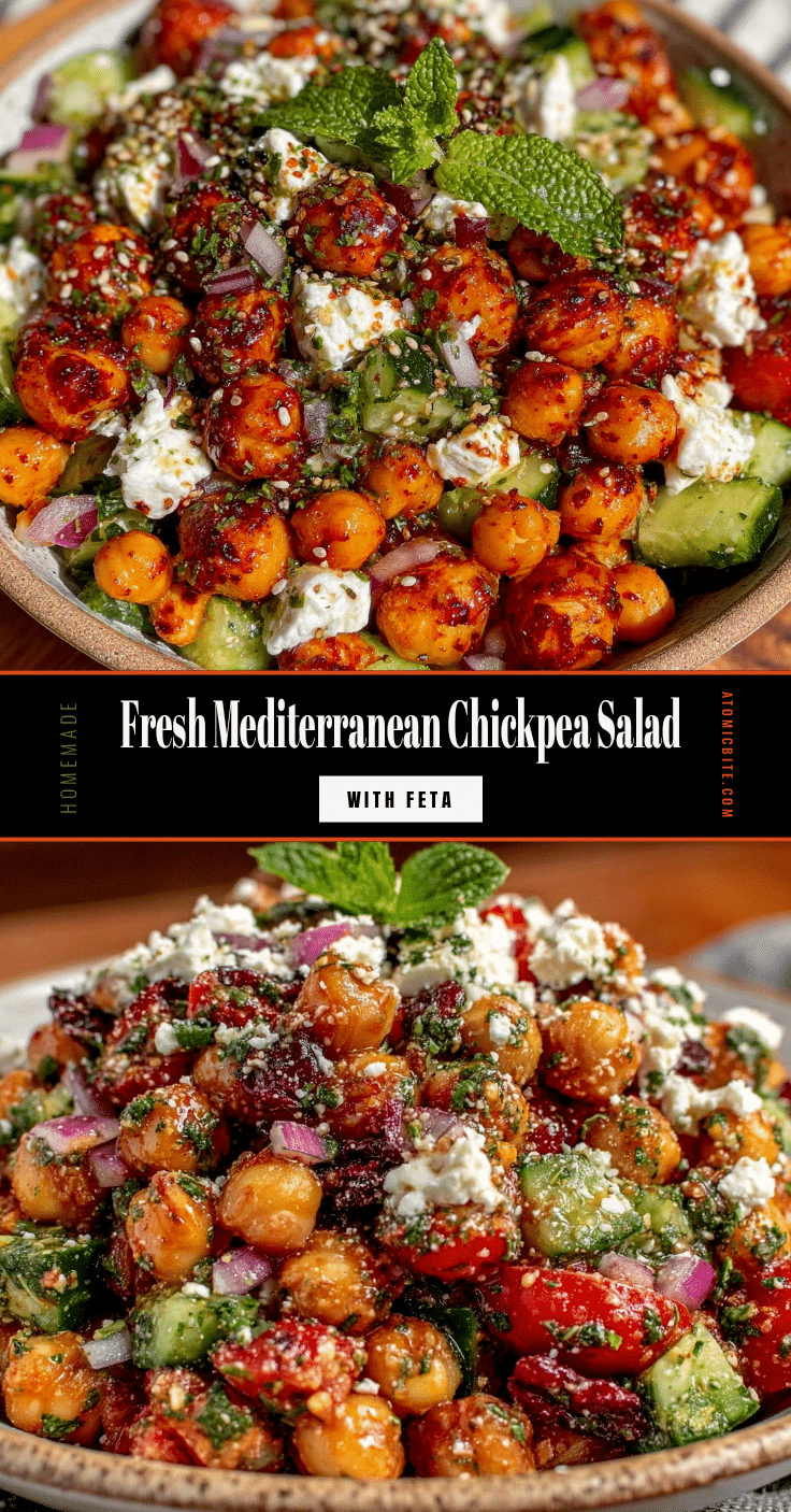 Mediterranean chickpea salad with feta recipe