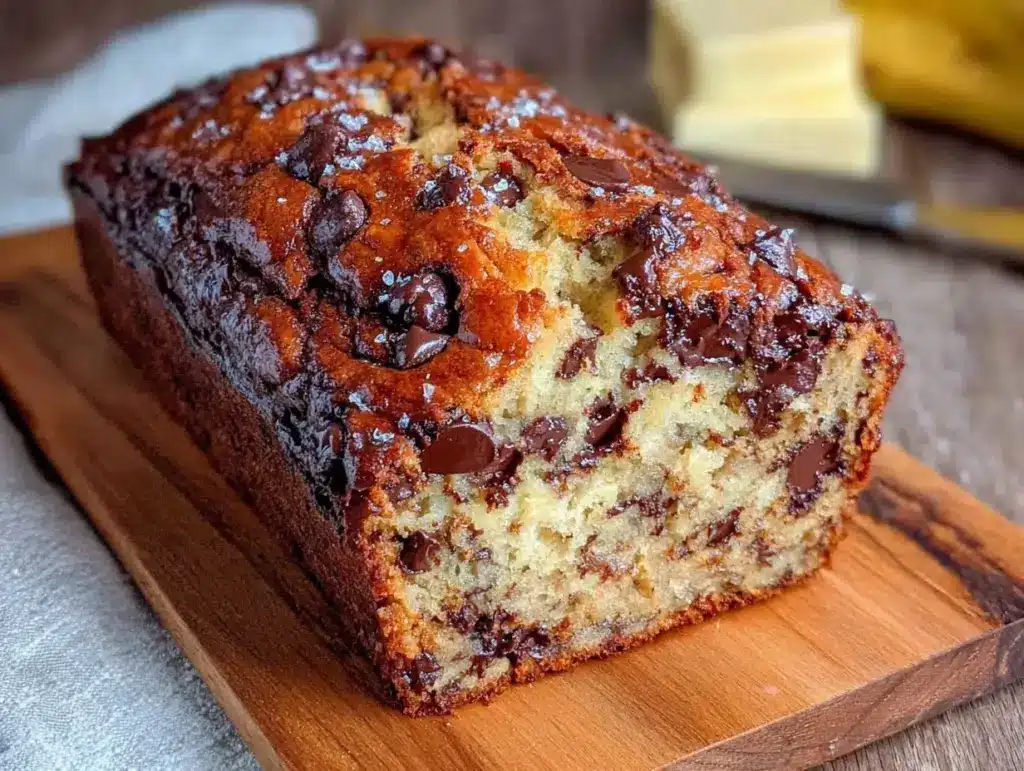 moist chocolate chip banana bread - featured image