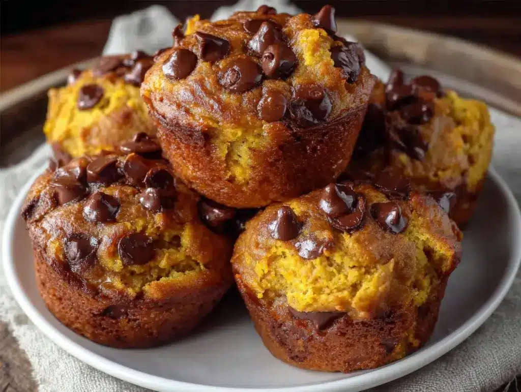 moist chocolate chip pumpkin muffins - featured image