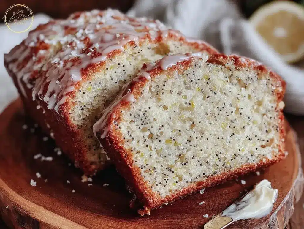 moist lemon poppy seed bread - featured image