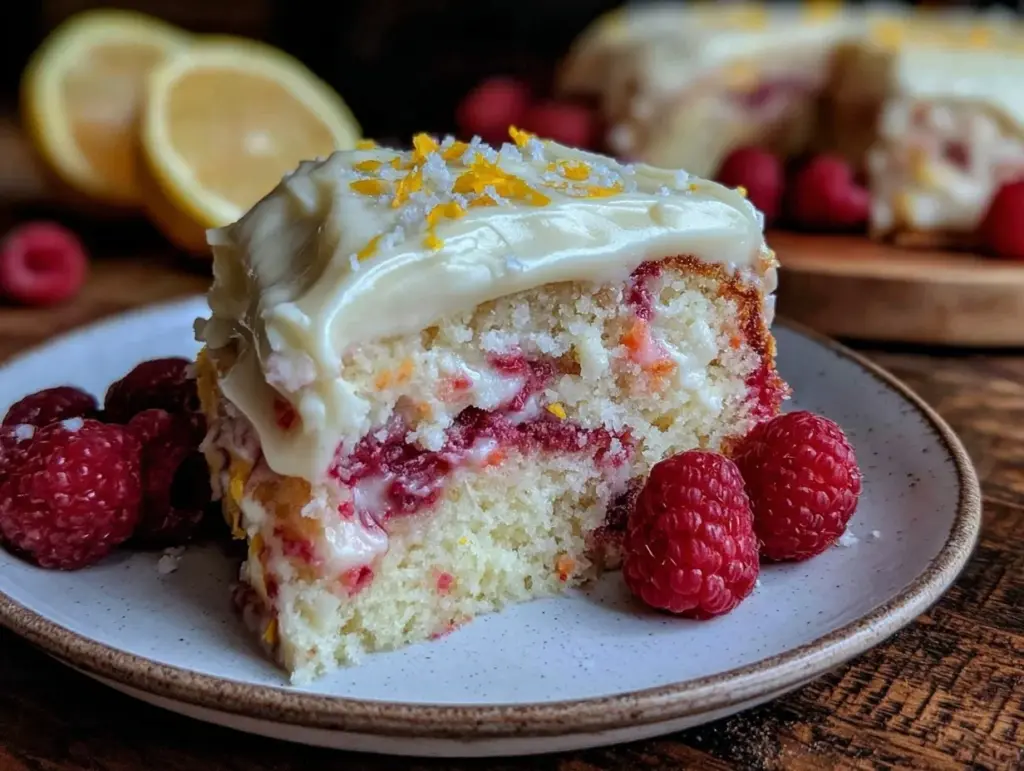 moist raspberry lemon cake - featured image