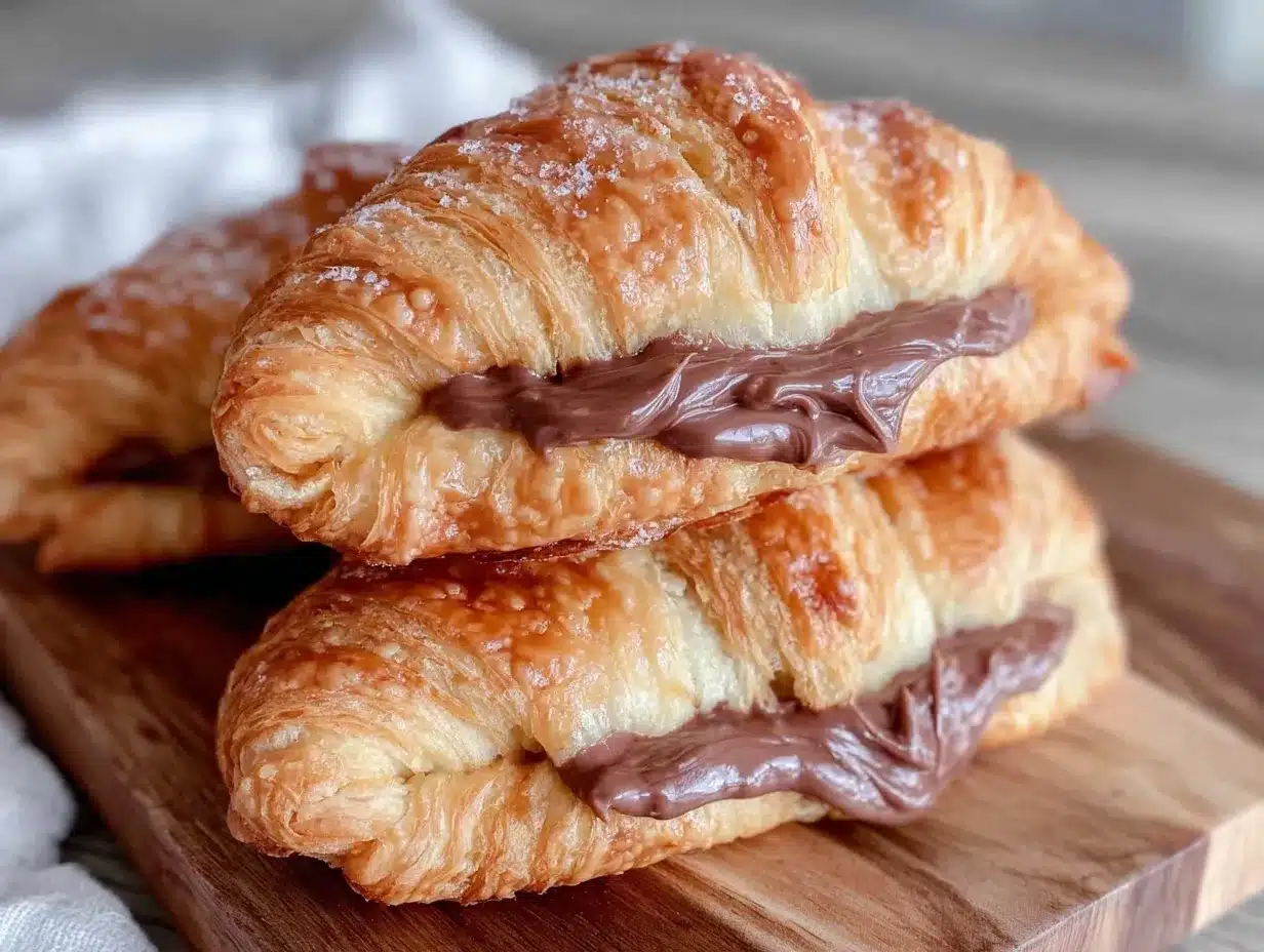 Nutella stuffed croissants preparation steps
