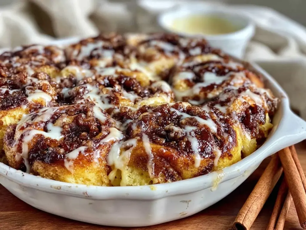 overnight cinnamon roll casserole - featured image