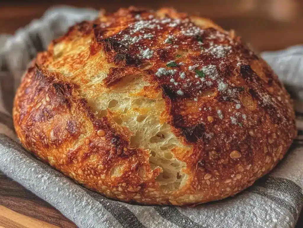 perfect crispy crust sourdough bread recipe - featured image
