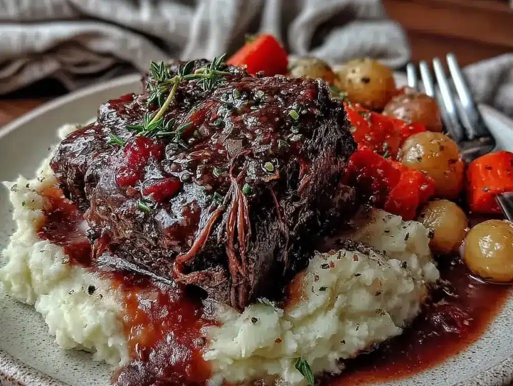 red wine braised short ribs for two - featured image