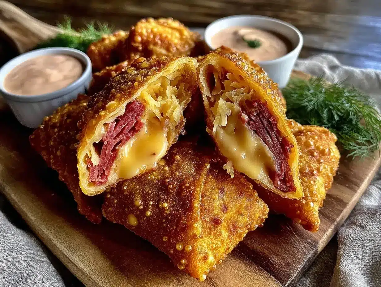 Reuben egg rolls preparation steps