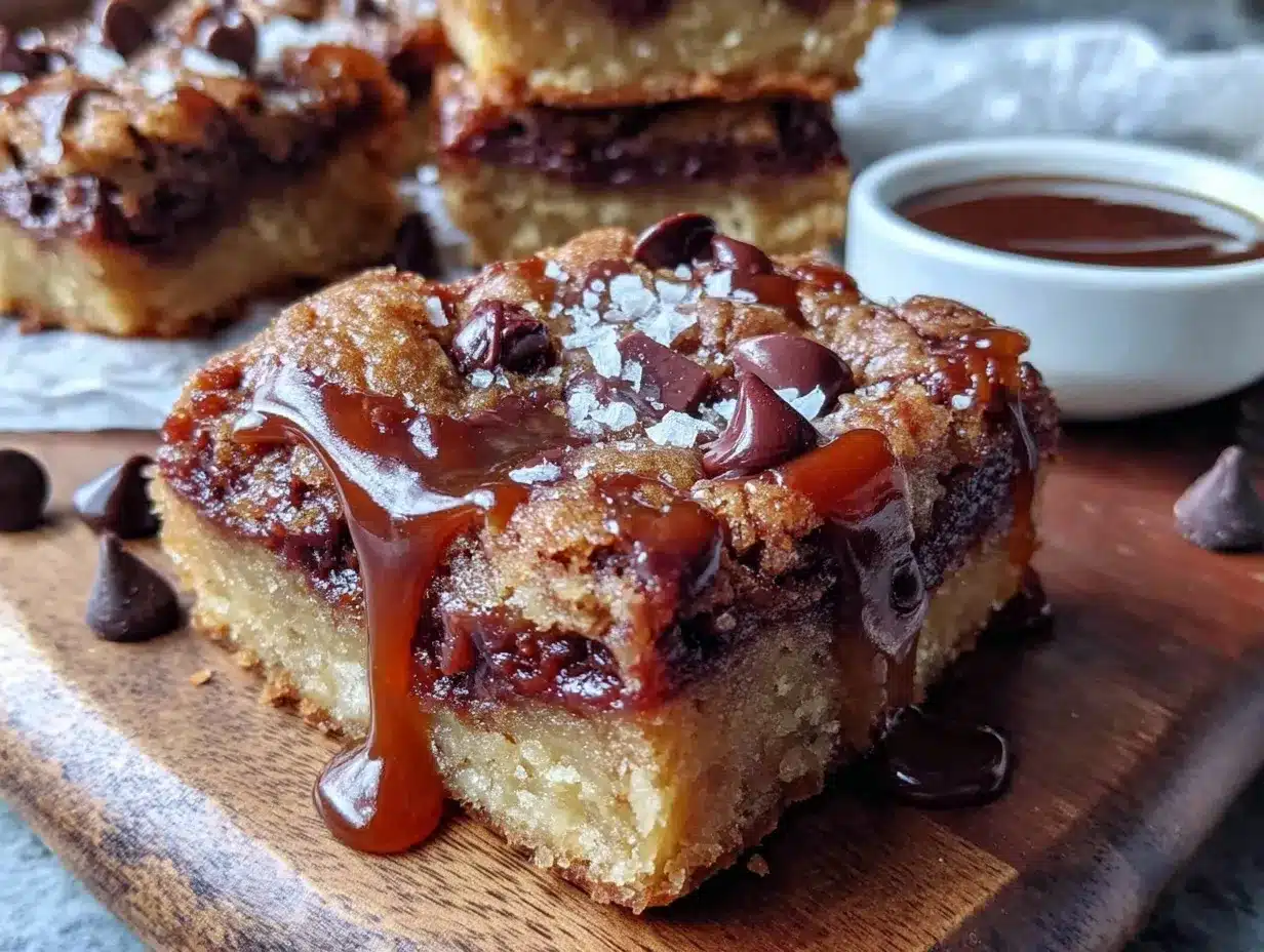 salted caramel chocolate chip cookie bars preparation steps