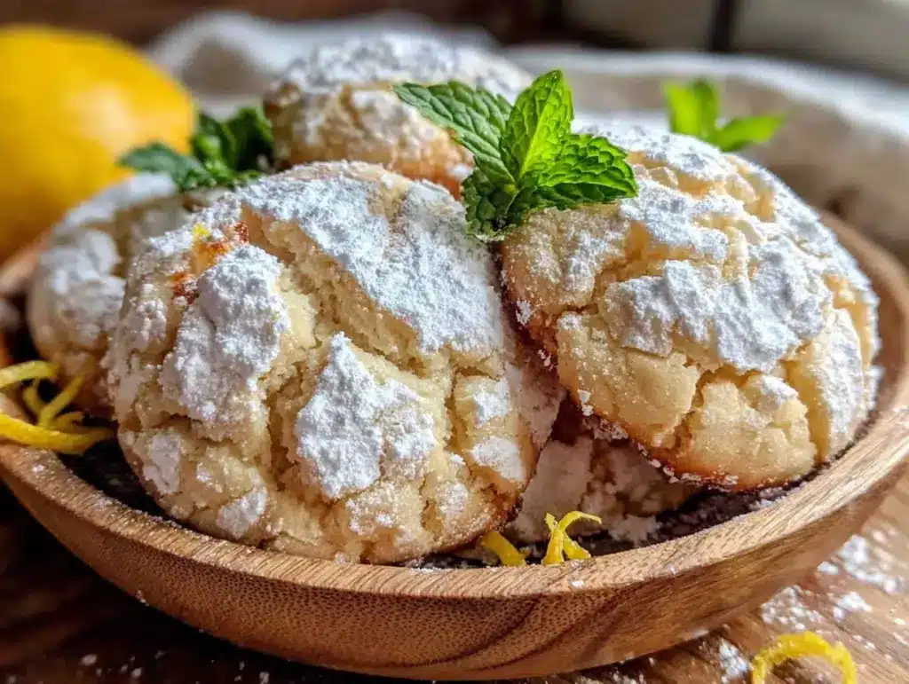 soft lemon crinkle cookies - featured image