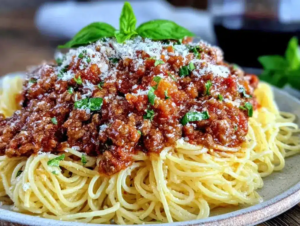 spaghetti with meat sauce - featured image