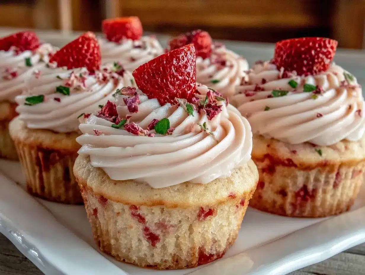 strawberry rose champagne cupcakes preparation steps