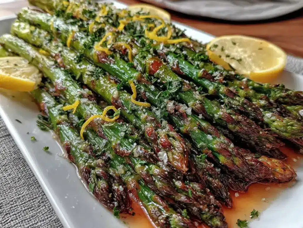 zesty lemon herb roasted asparagus - featured image