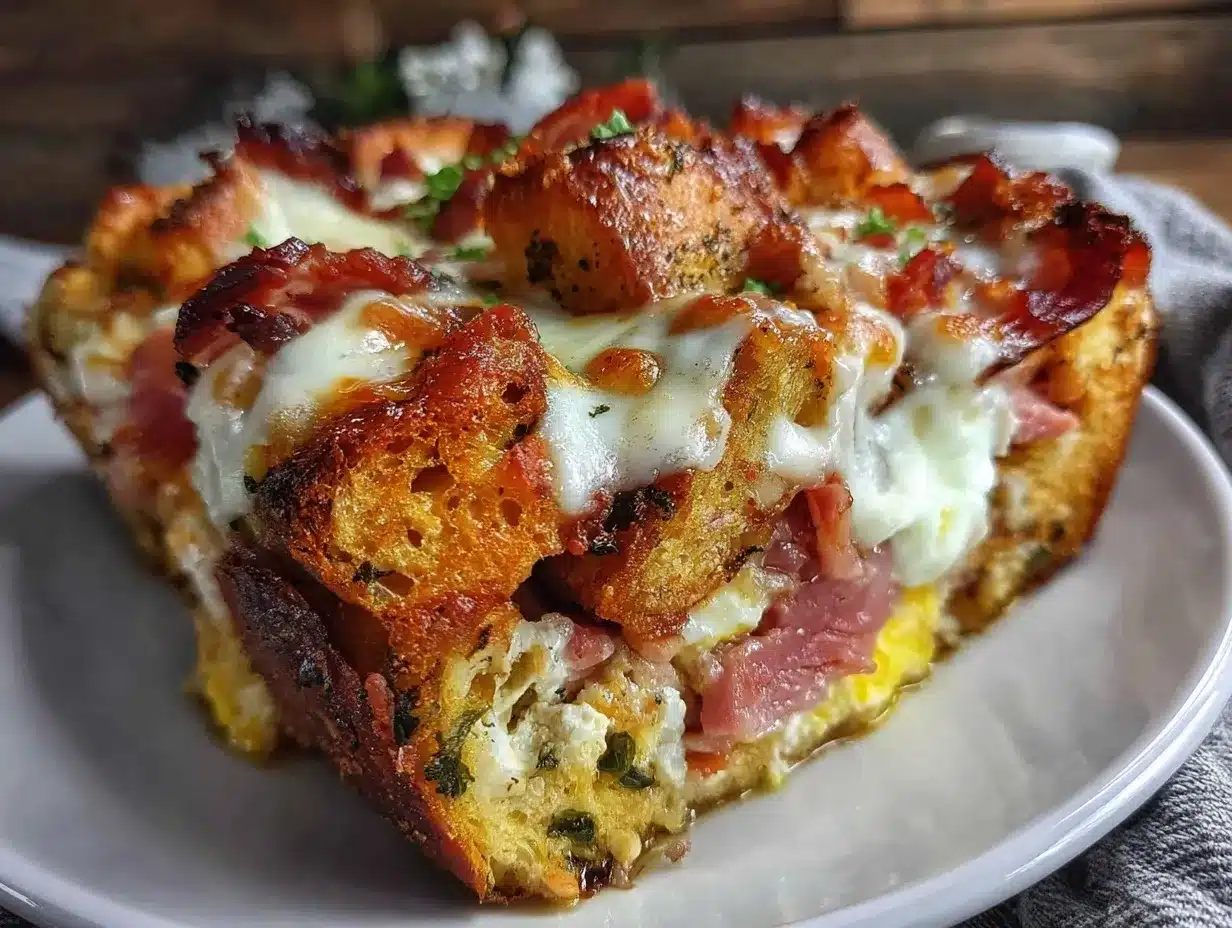 cheesy eggs benedict casserole preparation steps