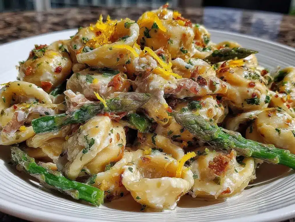 creamy asparagus and lemon zest orecchiette - featured image