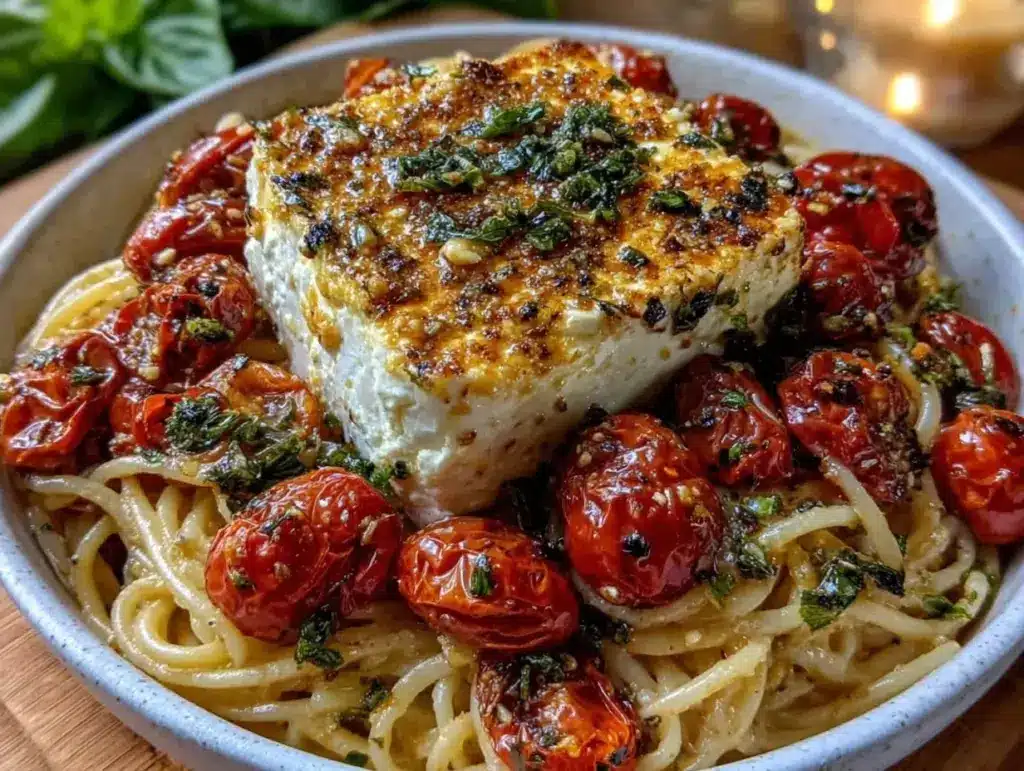 creamy baked feta pasta - featured image