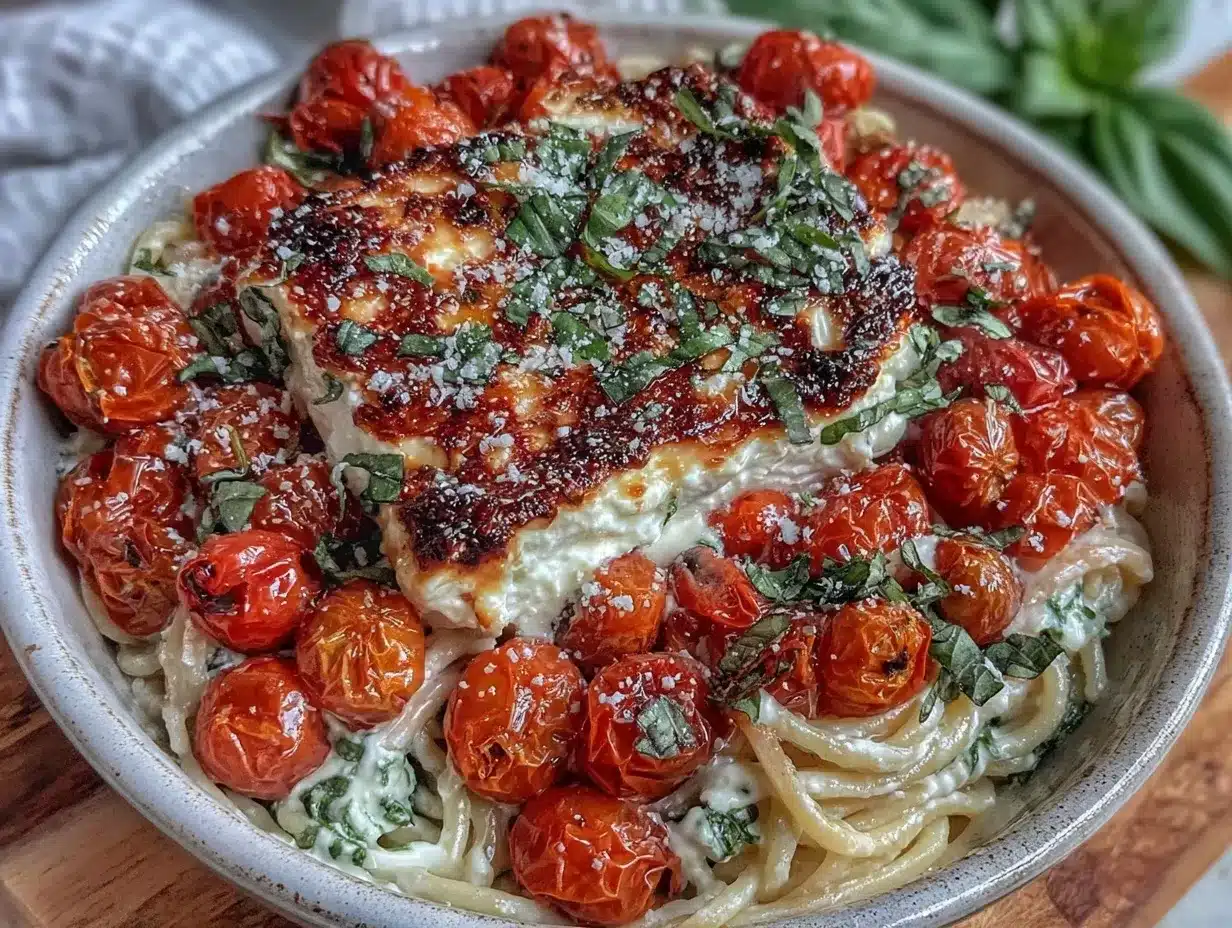 creamy baked feta pasta preparation steps