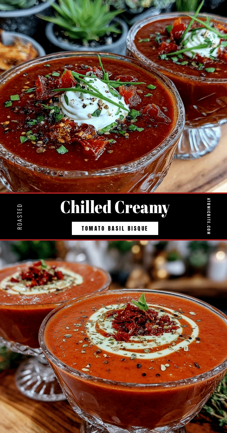 creamy chilled roasted tomato basil bisque recipe