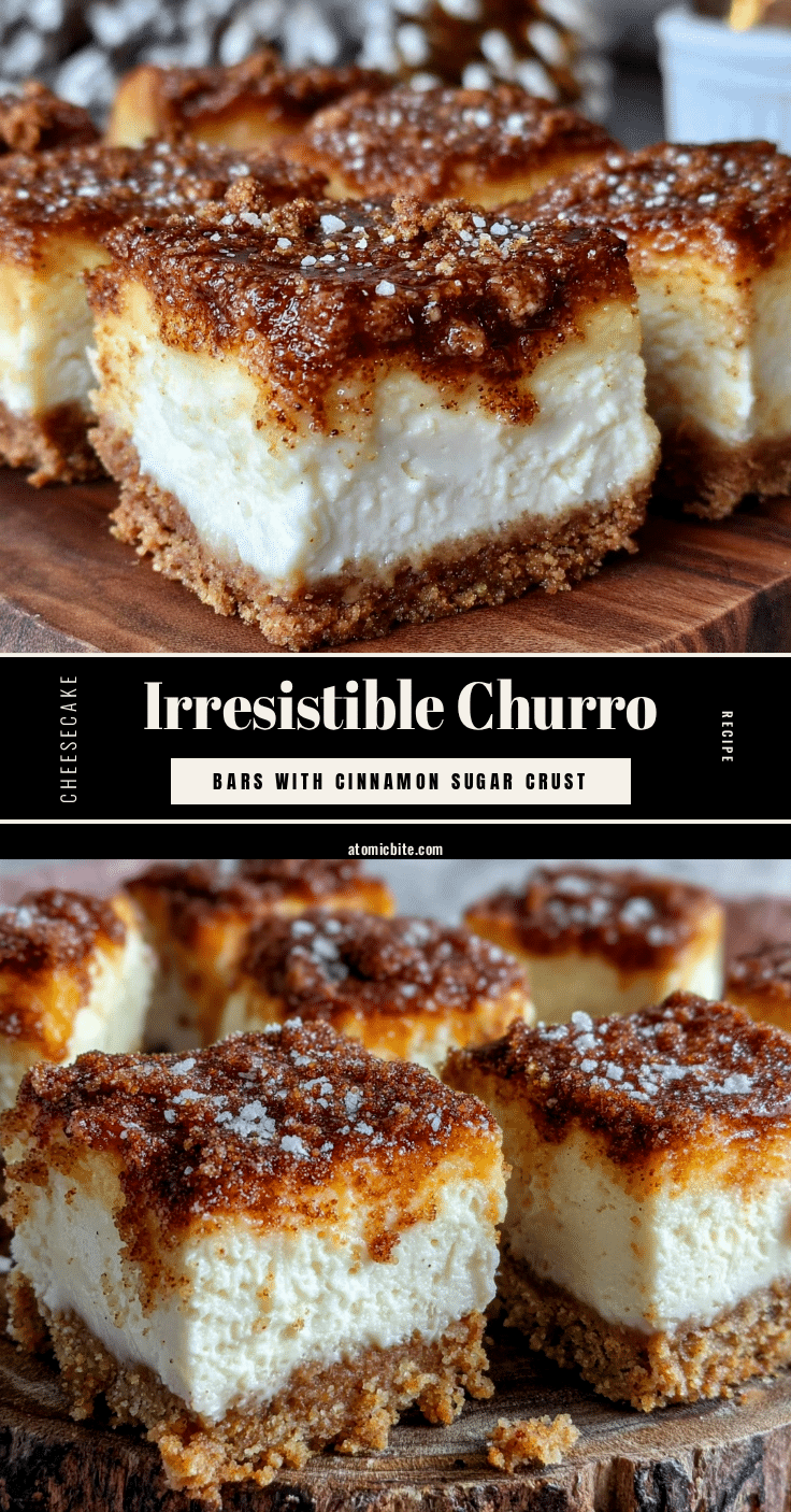 creamy churro cheesecake bars recipe